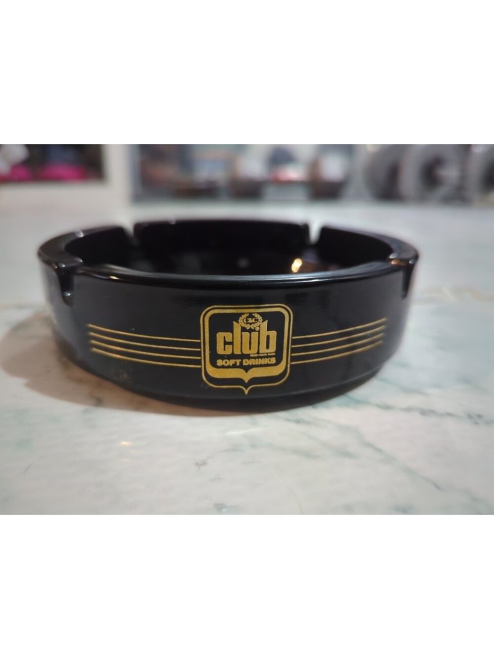 Vintage Club Soft Drinks Black Ashtray